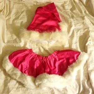 Pink Satin Sexy Santa skirt set